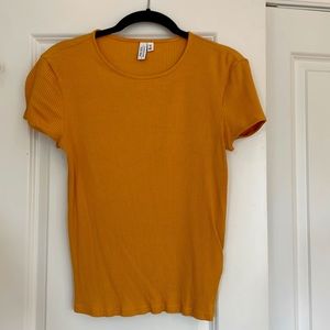 & Other Stories Fitted Ribbed Tee in Marigold Yellow